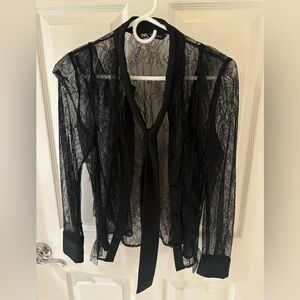 Zara Black Lace Sheer Blouse